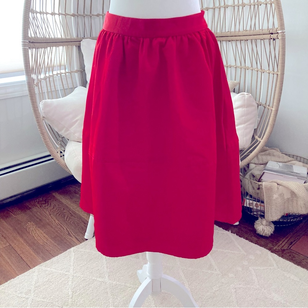 Express Red A-Line‎ Skirt with Pockets Size 6 | Classic Fit & Flare Midi